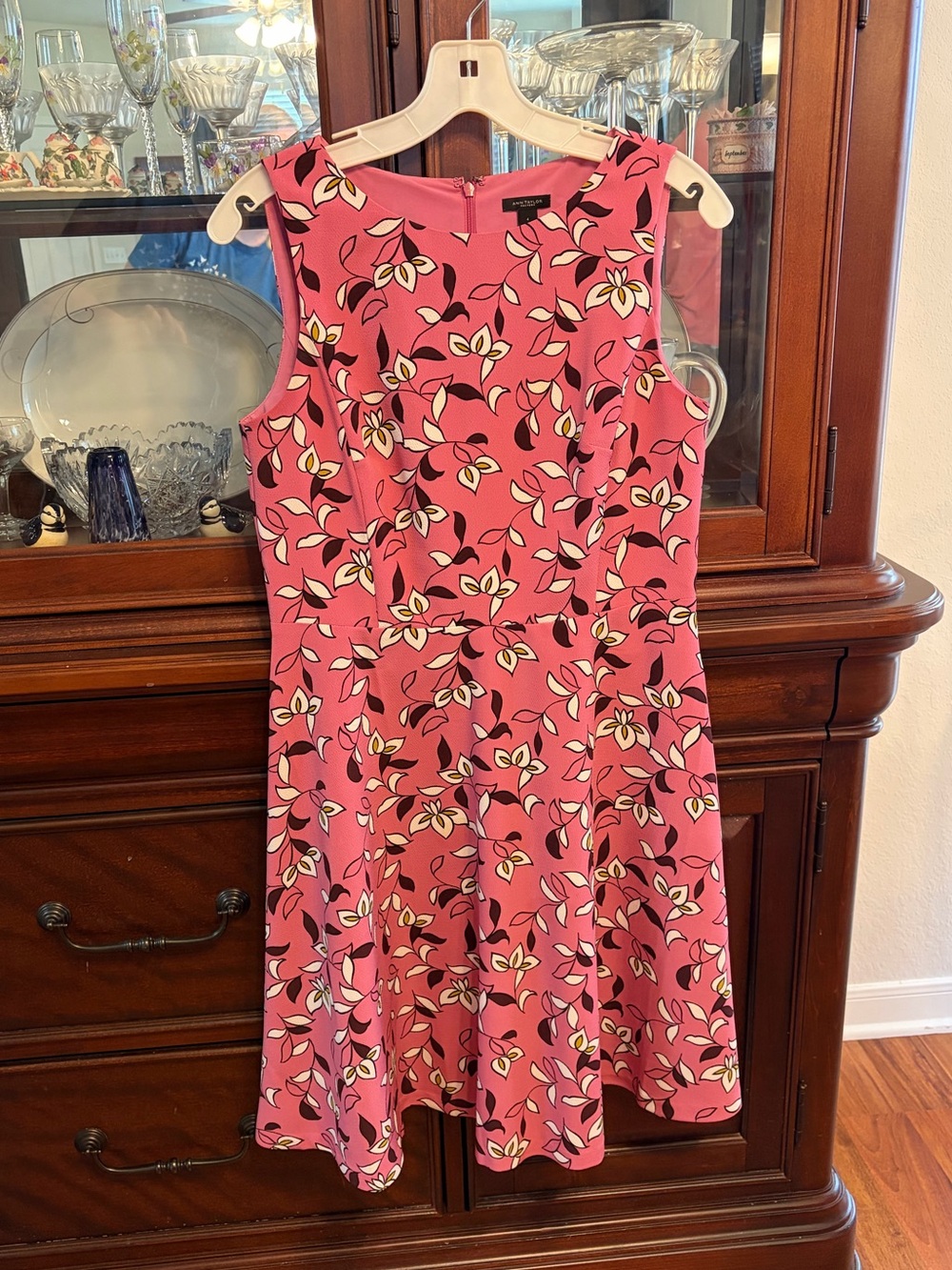 Ann Taylor Factory Pink Floral Fit-and-Flare Dress